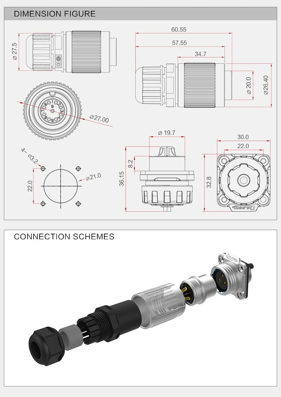 YW-20 Straight Plugs 7 pin Connector YW-20 Straight Plugs 7 pin Connector